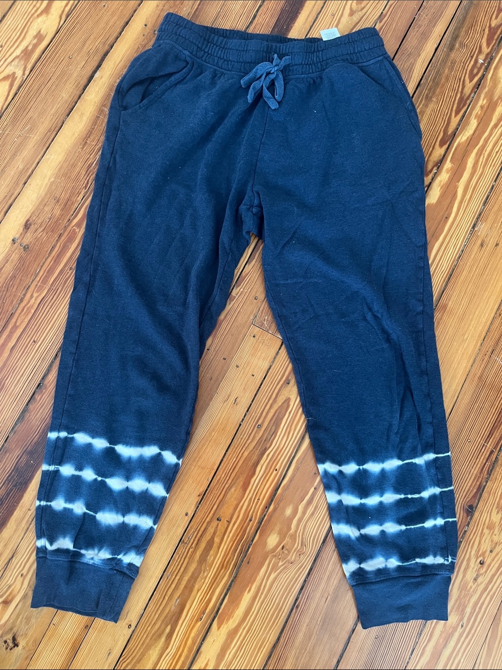 Splendid Navy Joggers with White Tie-Dye Hem